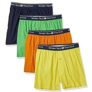 Beverly Hills Polo Club Premium Knit Boxers Size Large Men' 4 Pack Multi Color